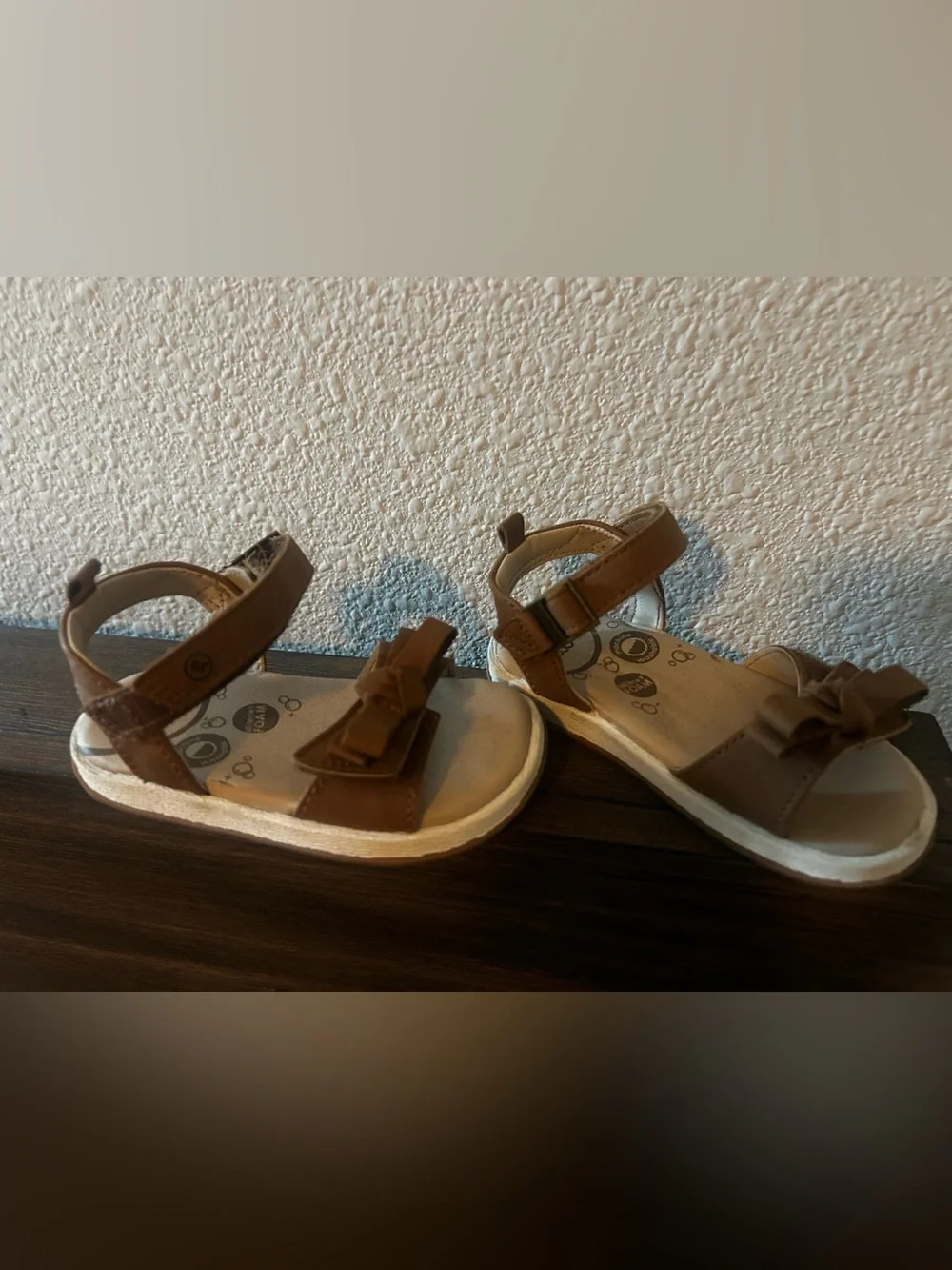 Stride Rite Toddler Brown Faux-Leather Sandals with Bow